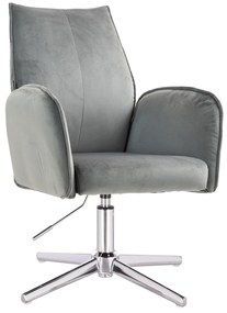 HR280CROSS Scaun Gray din Catifea cu Bază Cromata
