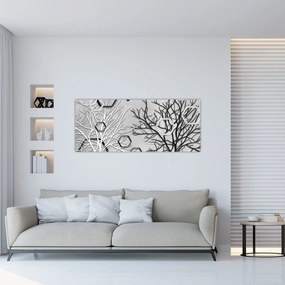 Tablou abstract cu pomi (120x50 cm)