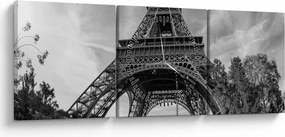 Tablou - Turnul Eiffel, alb-negru (cu ceas) (90x30 cm)