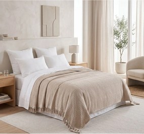 Cuvertură bej din bumbac 220x240 cm Lotus – Mijolnir