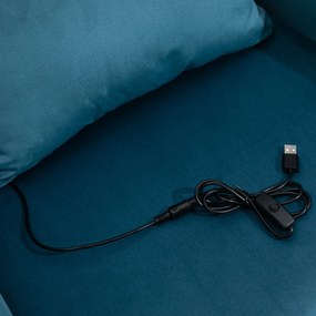 HOMCOM Scaun de birou din catifea fauteuil bureau masant, cu pernă lombară integrată, înălțime reglabilă, pivotant la 360°, albastru | Aosom Romania