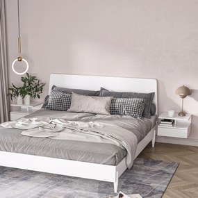 HOMCOM Set de 2 Noptiere Suspendate cu Raft Superior, Design Modern, Lemn, Alb Lucios, 35x32x22.5cm | Aosom Romania