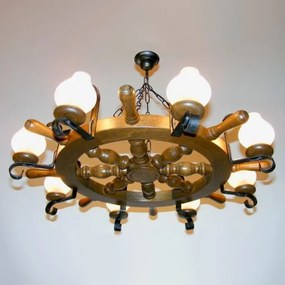 Candelabru rustic fabricat manual din lemn 8 brate Timona WOOD-TI-SP8D50