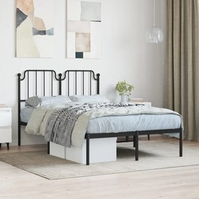 373885 vidaXL Cadru de pat metalic cu tăblie, negru, 120x200 cm