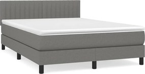 vidaXL Pat box spring cu saltea, gri închis, 140x190 cm, textil