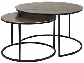 Set 2 masute de cafea rotunde din metal Asher 47x82x82 cm maro