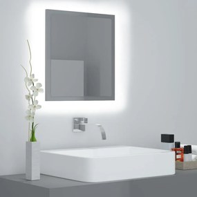 804915 vidaXL Oglindă de baie cu LED, gri extralucios, 40x8,5x37 cm, acril