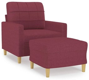 vidaXL Fotoliu canapea cu taburet, roșu vin, 60 cm, material textil