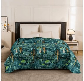 Cuvertura de pat cu model NEON FOREST, colorata Dimensiune: 170 x 210 cm