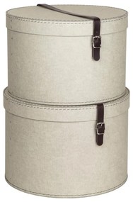 Cutii de depozitare bej 2 buc. din carton cu capac ø 37,5x25 cm Rut Canvas Paper Laminate – Bigso