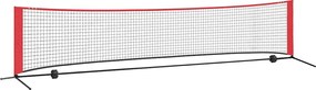 vidaXL Rețea de tenis Manual Negru și roșu 396 x 92 x 87 cm Poliester