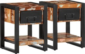 vidaXL Noptiere 2 buc. Lemn masiv de mango dur, multicolor