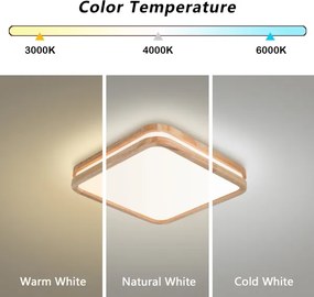 Brilagi - Lampă LED dimabilă MOLINA SQUARE LED/48W/230V stejar 40x40 cm + telecomandă