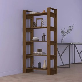 813912 vidaXL Bibliotecă/Separator cameră, maro miere, 80x35x160 cm, lemn pin