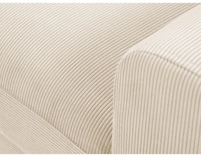 Colțar bej extensibil, cu spațiu de depozitare cu tapițerie din catifea reiată (cu colț pe partea stângă, cu șezlong) Kyoto – Cosmopolitan Design