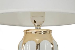 Veioză albă-aurie din ceramică cu abajur textil (înălțime 40,5 cm) Cassy – Mauro Ferretti