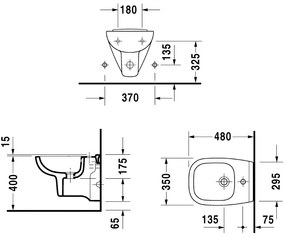 Duravit D-Code Compact Bideu suspendat 35x48 cm