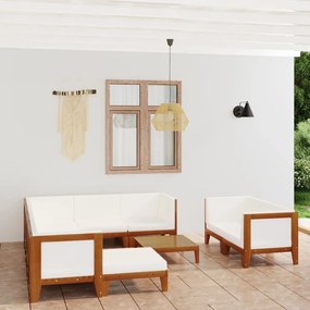 3058126 vidaXL Set mobilier grădină cu perne, 10 piese, lemn masiv de acacia