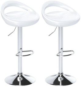 HOMCOM Set 2 Scaune de Bar Rotative cu Suport pentru Picioare și Înălțime Reglabilă, 46x41x76-96 cm, Alb | Aosom Romania