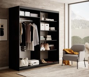 Dulap cu usi glisante 180x205 cm, Delia, ADRK Furniture (Culoare: Alb)