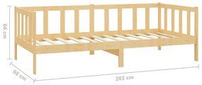 Pat de zi cu saltea, 90x200 cm,lemn masiv de pin Maro