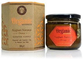 Lumânare organică Nagpuri Narangi - Portocaliu 200g în pahar de sticlă chihlimbar