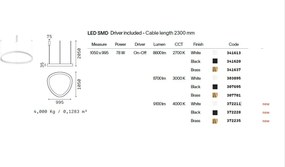 Lustra LED suspendata design circular GEMINI SP D105 ON-OFF BIANCO 4000K