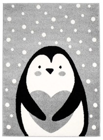 Covor de calitate, gri ,pentru copii, cu pinguin Lăţime: 160 cm | Lungime: 220 cm