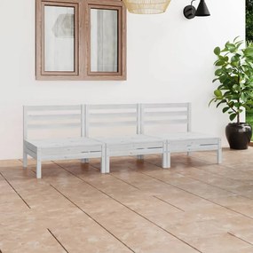 3082443 vidaXL Set mobilier de grădină, 3 piese, alb, lemn masiv de pin