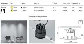Spot LED incastrabil design tehnic Wise alb