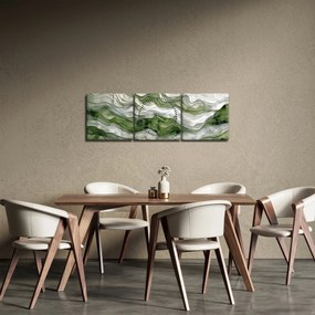 Tablou - Undele verzi și albe (cu ceas) (90x30 cm)