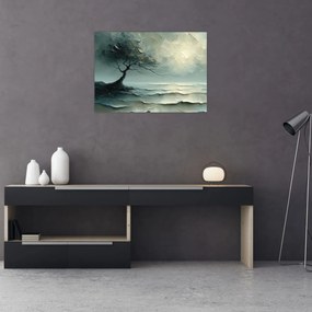 Tablou - pictură în ulei de un copac cu oceanul (70x50 cm)