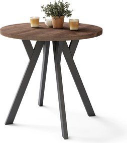 Mazzoni ALMO 80 Stejar Maro/picioare negre - MASĂ ROTUNDĂ CU PICIOARE Y LOFT/INDUSTRIAL PENTRU BUCĂTĂRIE LIVING SAU SUFRAGERIE
