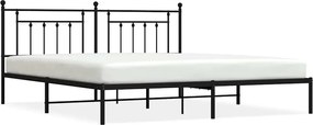 vidaXL Cadru de pat metalic cu tăblie, negru, 193x203 cm
