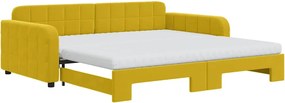 vidaXL Pat de zi cu extensie și saltea, galben, 100x200 cm, catifea