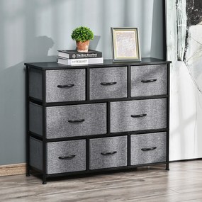 HOMCOM Comodă Chiffonnier Mobilier de Depozitare 8 sertare Pliabile din Țesătură 100 x 30 x 78,5 cm Gri închis | Aosom Romania