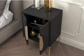 Noptieră lemn masiv Merlin Personalizabilă Accesorii placate cu Aur, 54 × 40 × 69 cm - Alb