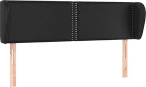 vidaXL Tăblie de pat cu aripioare negru 147x23x78/88cm piele ecologică