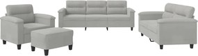 vidaXL Set de canapele cu perne, 4 piese, gri deschis, microfibră