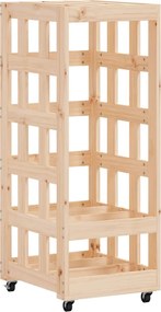 vidaXL Suport de bușteni cu roți, 40x49x110 cm, lemn masiv pin