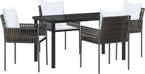 vidaXL Set de masă pentru grădină 5 pcs Maro și negru Ratan PE