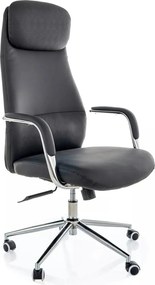 Scaun birou Q-05, negru, piele ecologică, 65x50x117 cm