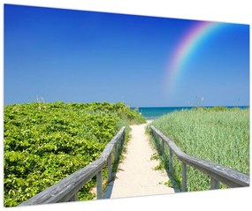 Tablou - Peisaj și curcubeu (90x60 cm)