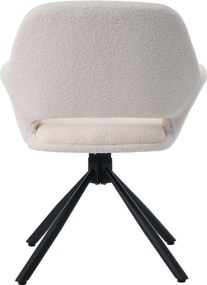Set de 2 scaune de dining moderne, tapițate în sherpa, cu cotiere și funcție rotativă, Alb