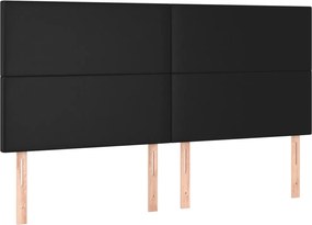 vidaXL Tăblie de pat neagră 180x5x118/128 cm piele ecologică