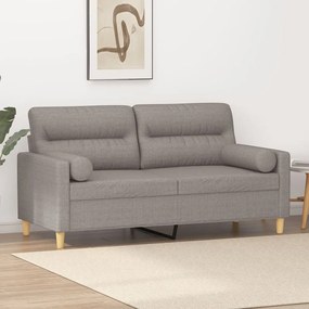 vidaXL Canapea cu 2 locuri cu pernuțe, gri taupe, 140 cm, textil