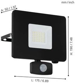 Eglo 97462 - LED Proiector cu senzor FAEDO 3 LED/30W/230V