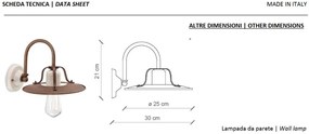Aplica design retro realizat manual din ceramica si metal GRUNGE