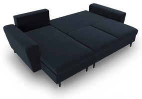 Colțar albastru închis extensibil, cu spațiu de depozitare cu tapițerie din catifea Kyoto – Cosmopolitan Design