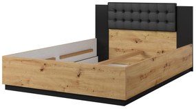 Pat matrimonial 140 cm Signat Typ30 (stejar artisan + negru mat). 1118232
